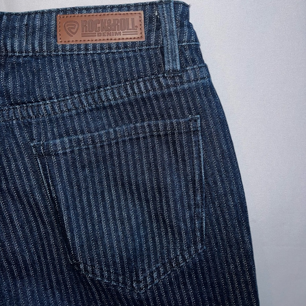 Rock&Roll Stripped Dark Blue Denim Bootcut Jeans - Picture 4 of 6